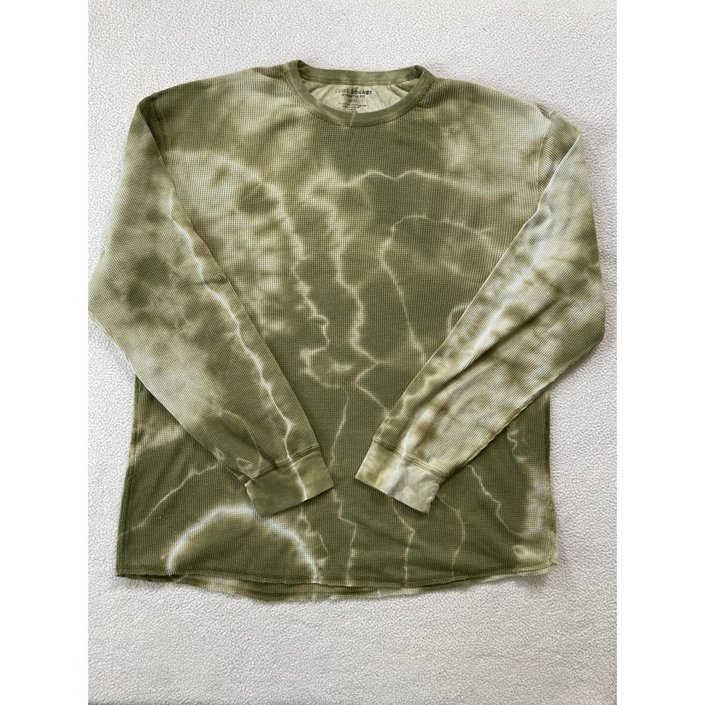 Mens XXXL Thermal Waffle Knit Long Sleeve Shirt Green Tie Dye Foot Locker Fest